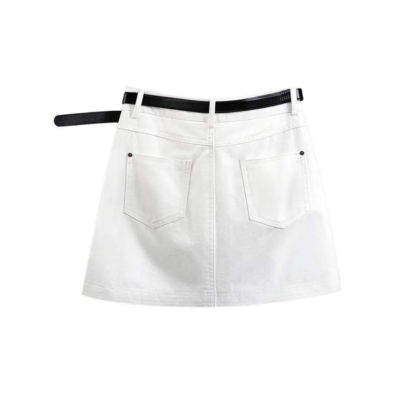 Cypress House Denim Short Skirts Women's White-1