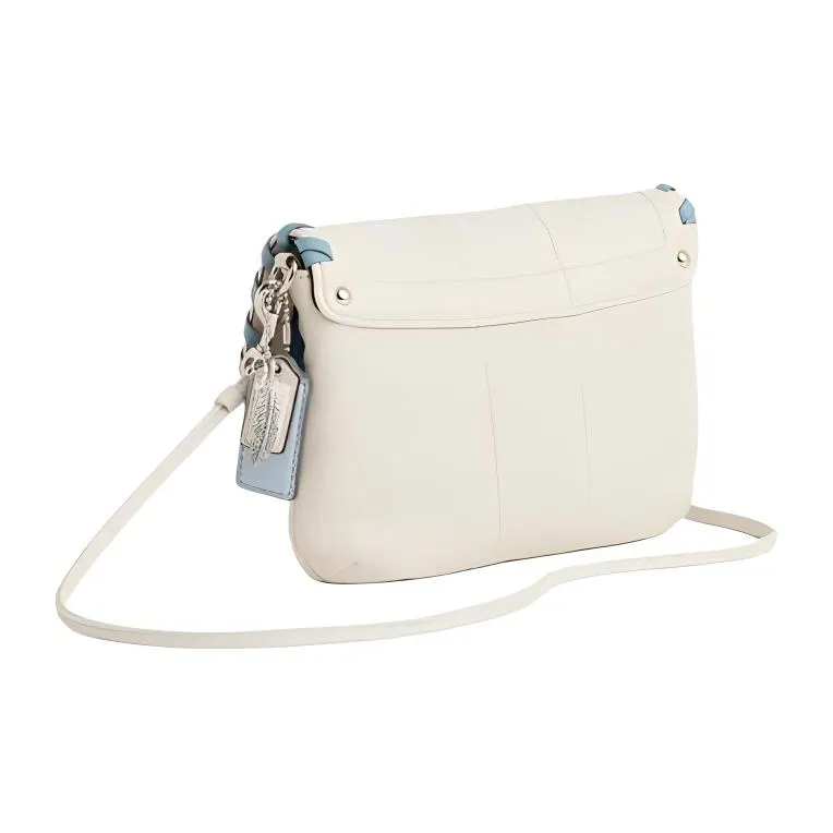 COACH Kristin Leather Shoulder Bag Medium Size Women's Silver & White-1