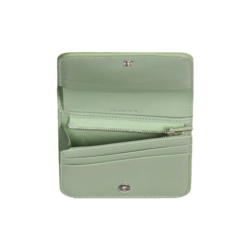 Balenciaga Cash Calfskin Card Holder Coin Purse Women's Light Green-2
