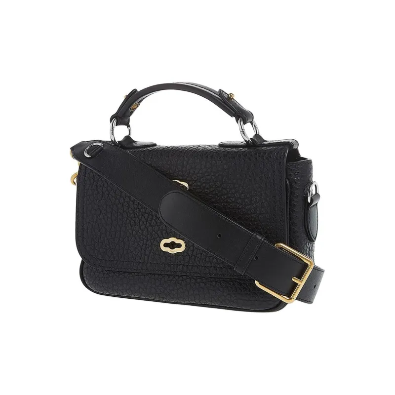 Mulberry Cow Leather One Shoulder Handbag Women's Black-1