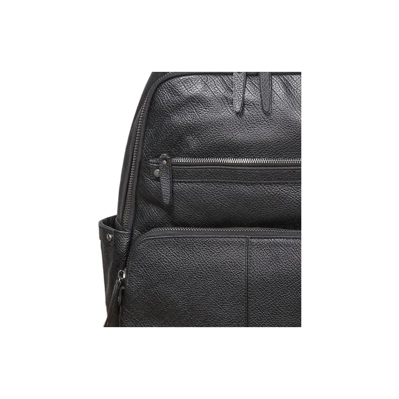 LARTIGENT Top Grain Cow Leather Large Capacity Computer Backpack Multifunction Backpack Regular Men's Black-4