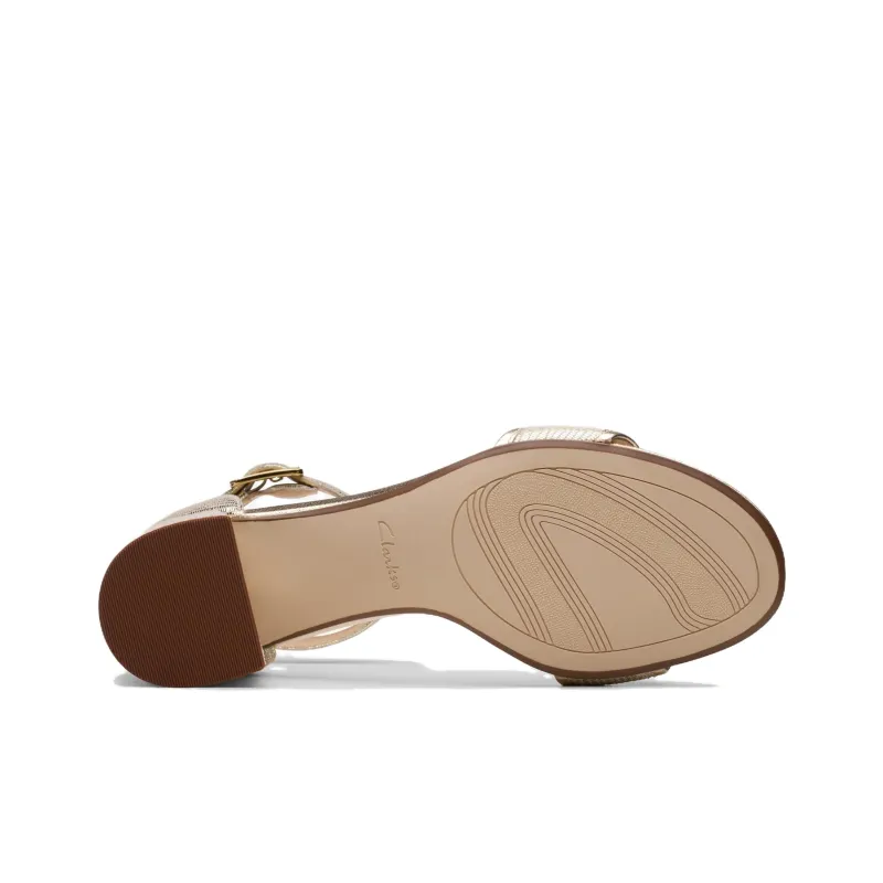 Clarks Ezoria Mae Strap Sandals 7cm Women's Champagne-5