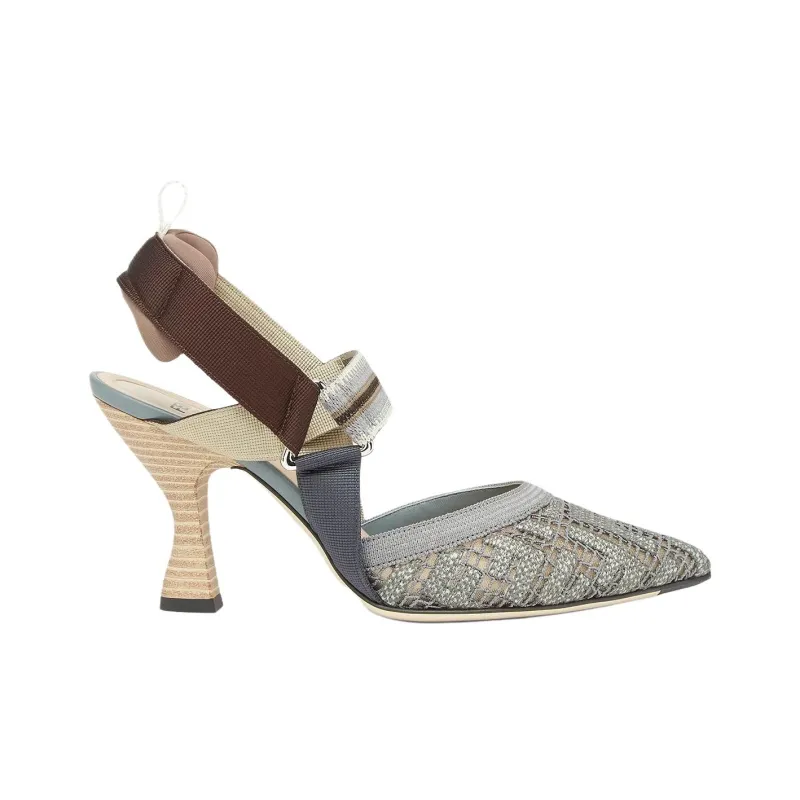 FENDI Colibrì Ff Embroidered High Heeled Slingbacks Pumps-1