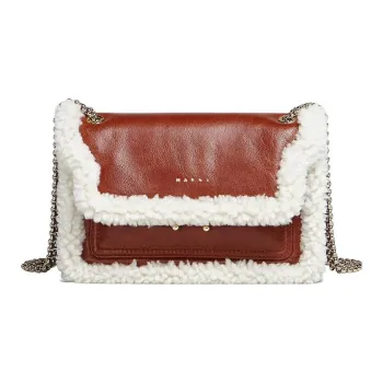 MARNI Trunk Calfskin With Lambswool Trim Envelope Bag, Crossbody Bag, One Shoulder Bag Women's