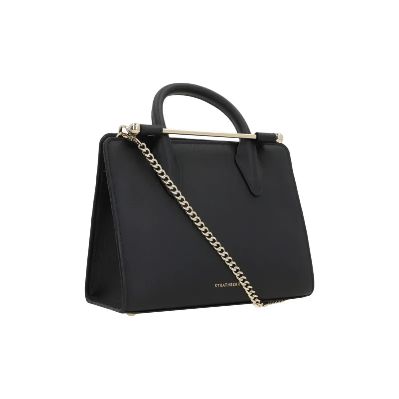 Strathberry Cow Leather Tote Bag Shopping Bag Shoulder Bag Handbag Mini Women's Black-1
