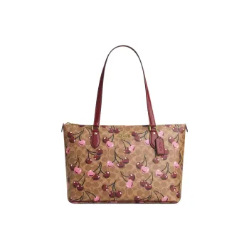 COACH Gallery Canvas Tote Bag, Shopping Bag, Shoulder Bag Large Size Women's Gold & Tan