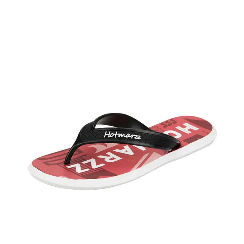 HOTMARZZ Odor-Resistant Abrasion-Resistant Slip-Resistant Flip Flops Men's Red-1