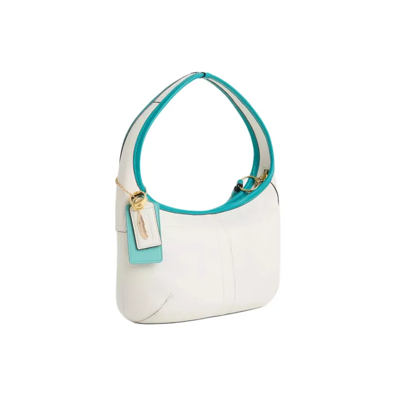 COACH Ergo Litchi Grain Leather Shoulder Bag Small Size Women's Brass & White-1