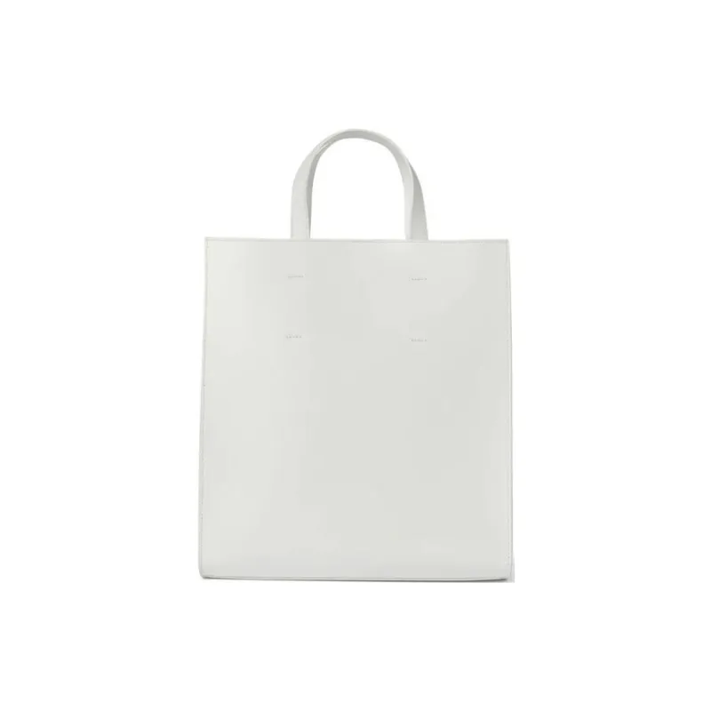 MSGM Calfskin Tote Bag Shopping Bag Shoulder Bag Handbag Women's White-0