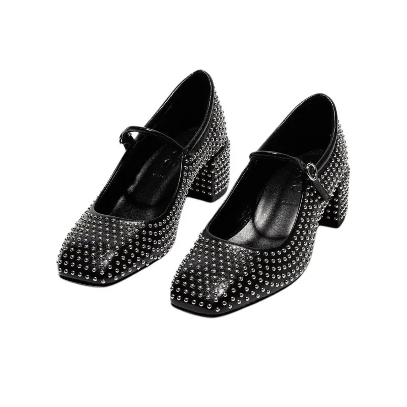 Aeyde Aline Block Heel High Heels 4.5cm Women's Black-2