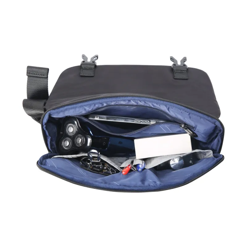 BOPAI Fabric Shoulder Bag Crossbody Bag Messenger Bag Regular Unisex Black/Black Gray-3