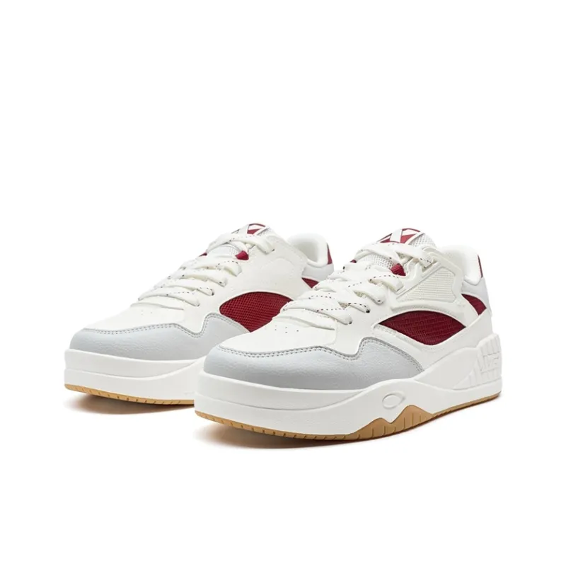 XTEP Air Force 1 Anti Slip And Wear Resistant Coverage Low Top Skateboard Shoes Men's White Gray Red-2