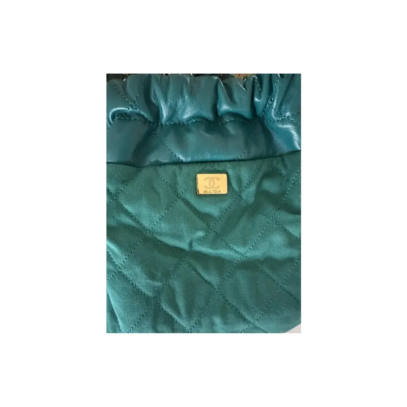 CHANEL 22Bag Bright Calfskin Bucket Bag, Shoulder Bag, Crossbody Bag Mini Women's Peacock Green-3