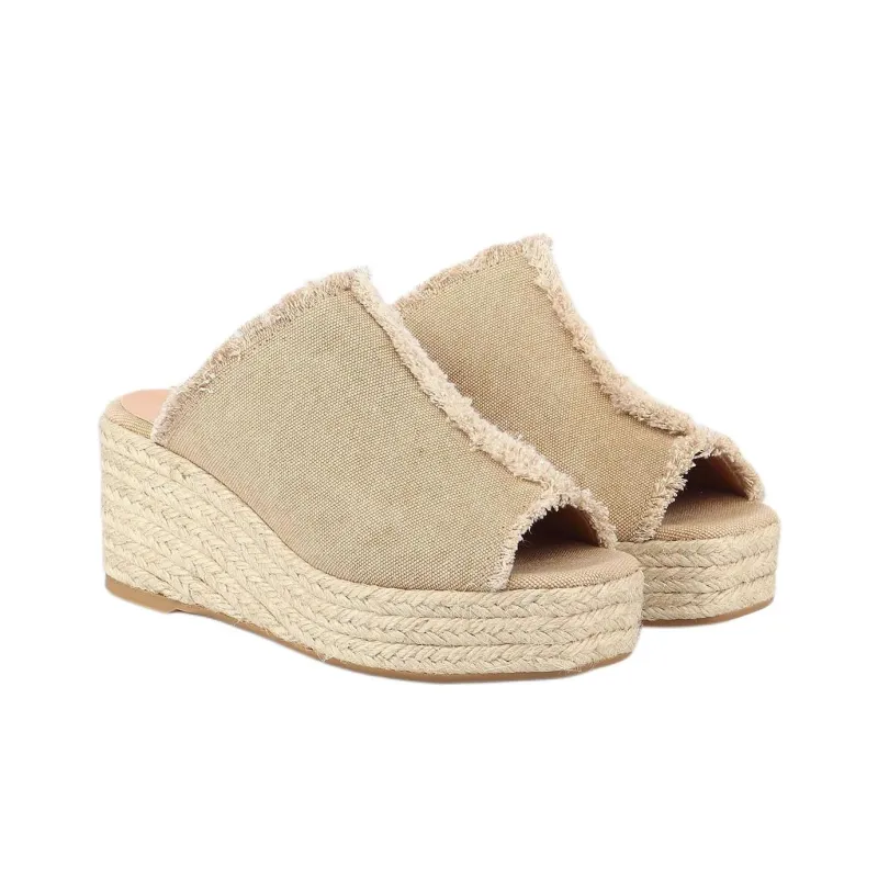 Castañer Rubber Sole Abrasion Resistant Slide Slippers Women's Brown-2