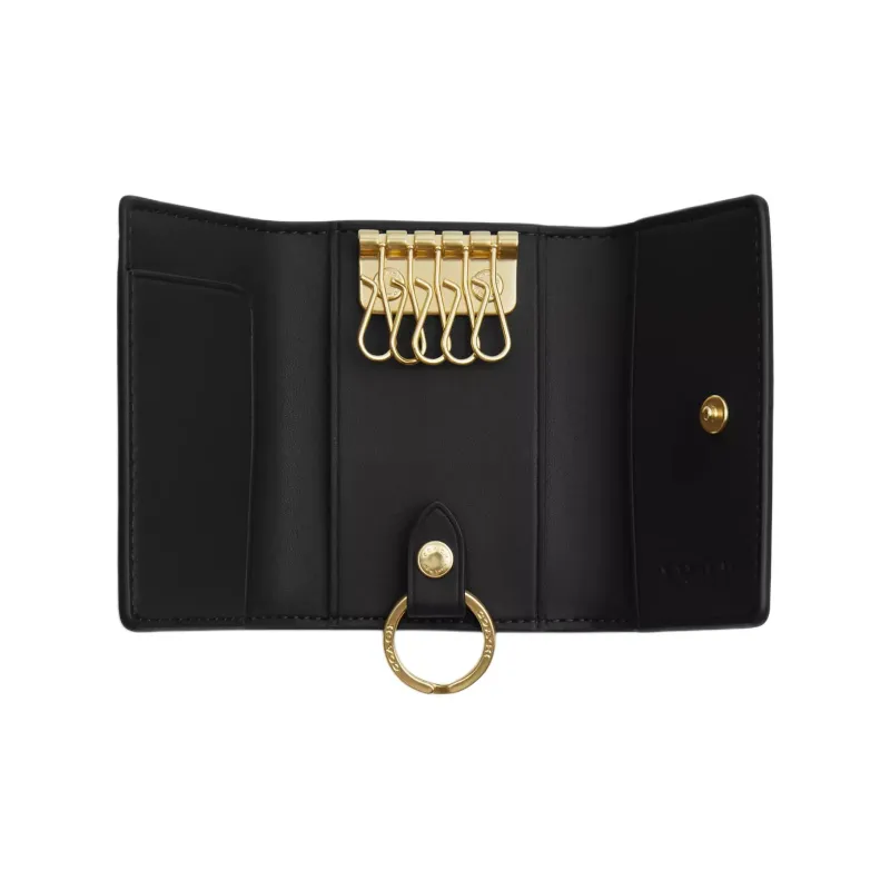 COACH Leather Key Pouch Mini Women's Black-1