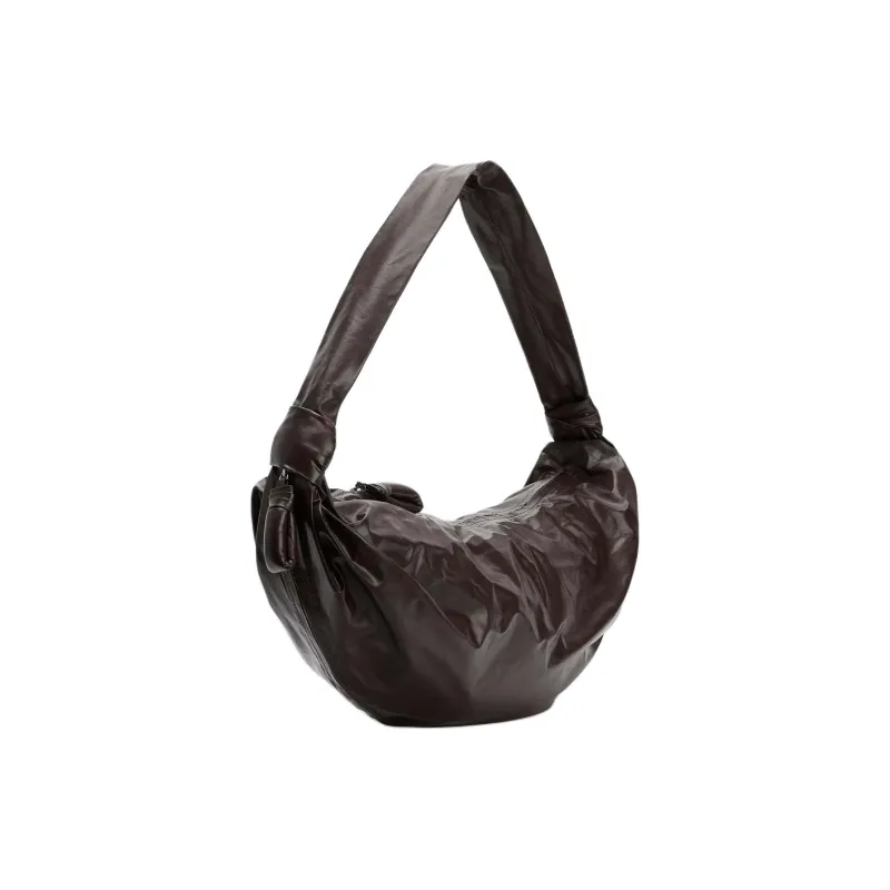 Lemaire Croissant Series Cow Leather Croissant Bag Crossbody Bag Shoulder Bag Large Size Women's Dark Chocolate-1