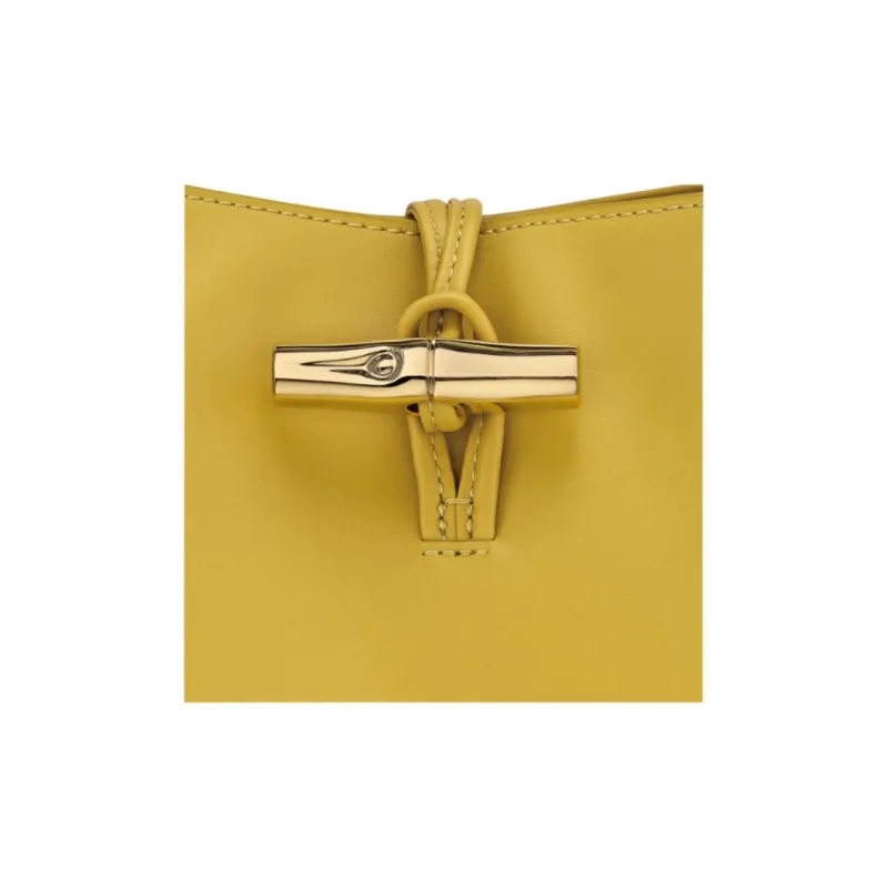 LONGCHAMP Le Roseau Calfskin Shoulder Bag Women's Ginger Yellow-4
