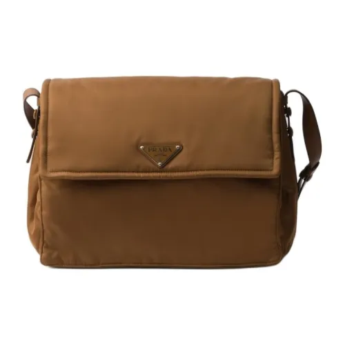 prada galleria Re Nylon Polyamide Crossbody Bag Shoulder Bag Large Size Women's Brown