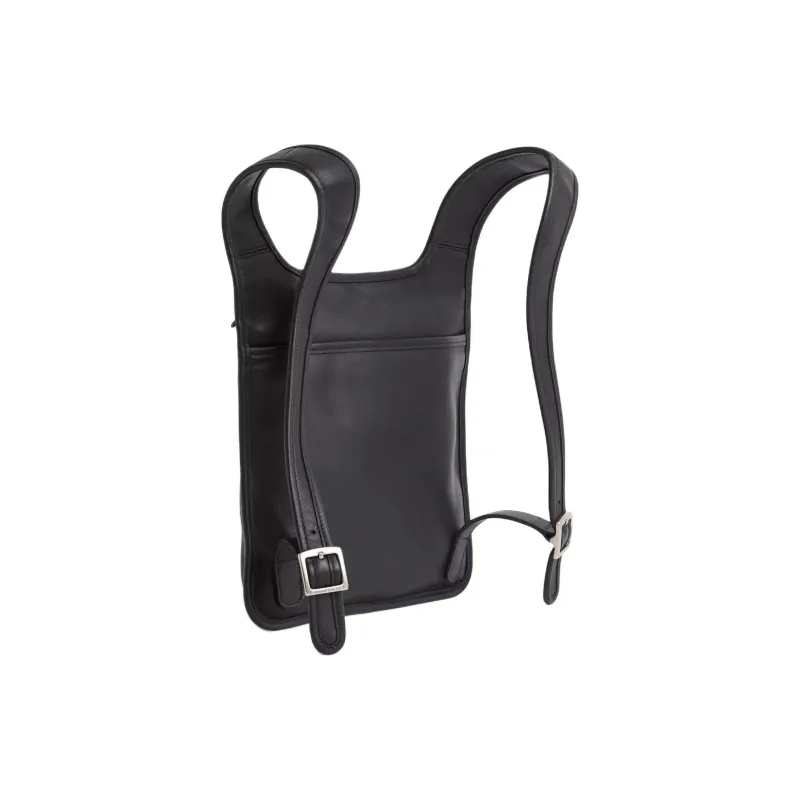 COACH Leather Hippy Backpack Tubas Unisex Black-1