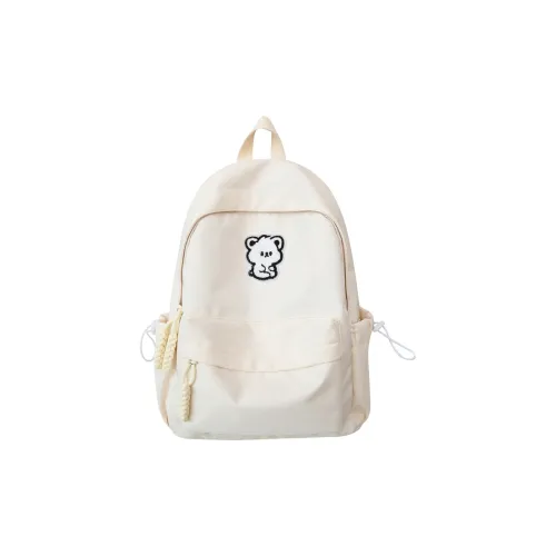 MINIPUDING Nylon Backpack Women's Black/White/Yellow/Red/Blue