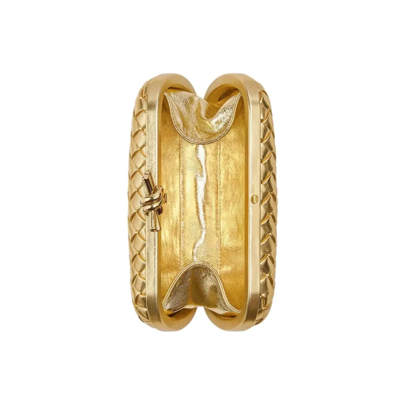 Bottega Veneta Sheepskin Clutch Women's Gold-3