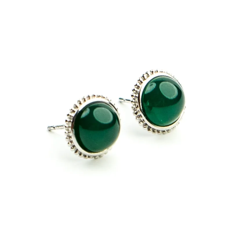 UJAT Chalcedony Stud Earrings Unisex-1