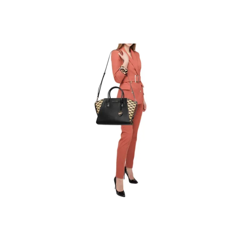 MICHAEL KORS Avril Leather Tote Bag, Shopping Bag, Shoulder Bag, Crossbody Bag, Handbag Large Size Women's Black-4