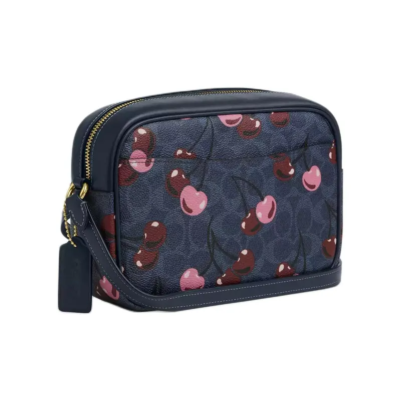 COACH Jamie Coated Canvas Camera Bag, Shoulder Bag Trumpets Women's Gold Denim Multicolor-1