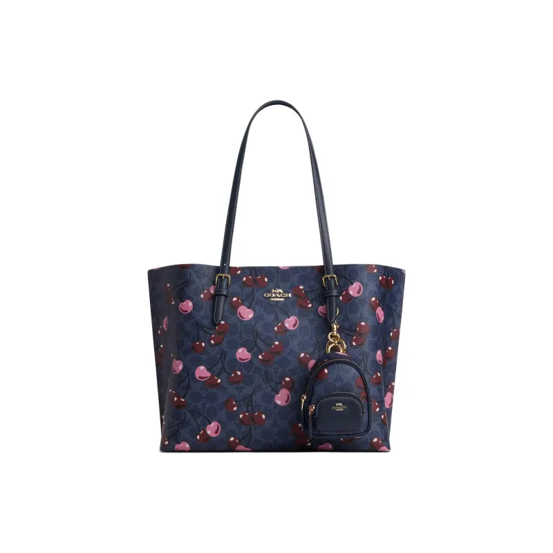 COACH Court Coated Canvas With Smooth Leather Bag Accessory Mini Women's Gold With Denim Multicolor-1