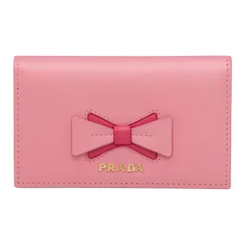 PRADA Saffiano Leather Card Holder Women's Pink