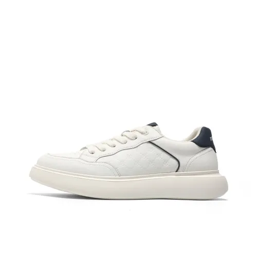 NAVIGARE Small Sailboats Height Increasing Low Top Skateboard Shoes Men's White Blue