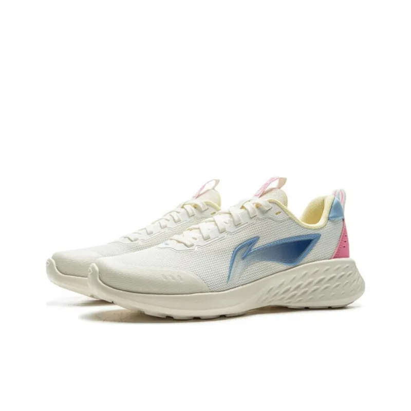 LiNing Slip-Resistant Coverage Support Low-Top Casual Running Shoes Women's Ivory Pink-2