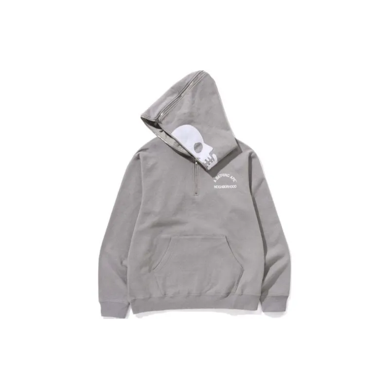 Bape X Neighborhood Two Face Half Zip Pullover Hoodie-11