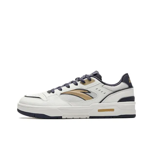 Anta Lieyan1.0 Anti Slip Wear Resistant Low Top Skateboard Shoes Men's White Gold