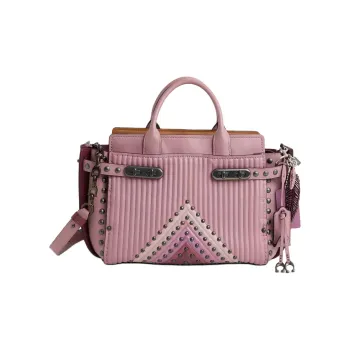 COACH Swagger Nappa Soft Leather One Shoulder Handbags Large Size Women's White Chrome & Gray Rose