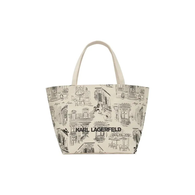KARL LAGERFELD / Karl Lagerfeld Jeans X Jorge Parra All over Print Canvas Tote Bag-0