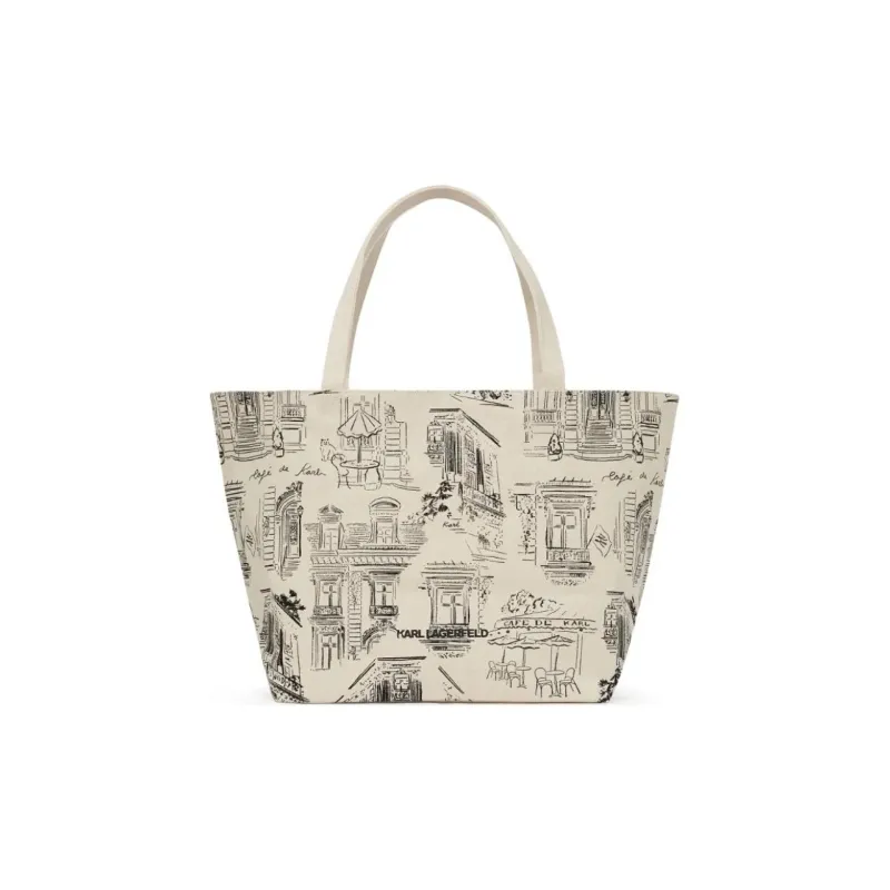KARL LAGERFELD / Karl Lagerfeld Jeans X Jorge Parra All over Print Canvas Tote Bag-1