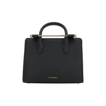 Strathberry Cow Leather Tote Bag Shopping Bag Shoulder Bag Handbag Mini Women's Black
