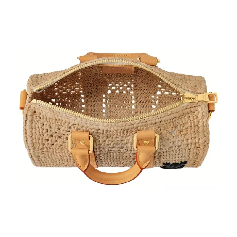 LOUIS VUITTON Keepall Bandouliere 25 Damier Raffia Natural Beige-2