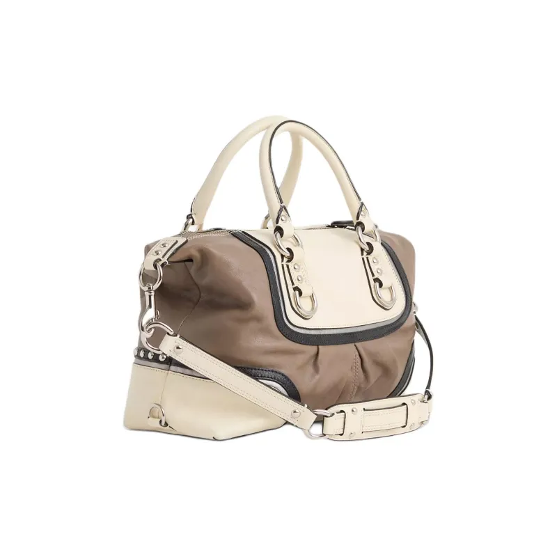 COACH Leather Shoulder Bag Crossbody Bag Handbag Large Size Women's Silver Gray Multicolor-1