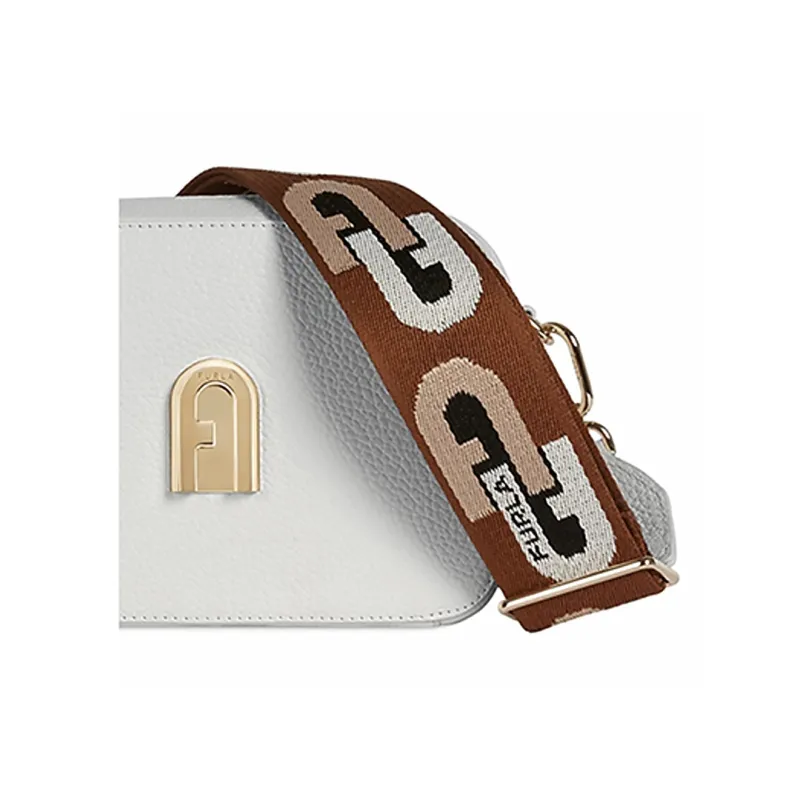 Furla Sleek Collection Leather Camera Bag Shoulder Bag Crossbody Bag Mini Women's White-2