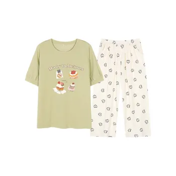 XIAFENYAN Pajama Set Women's Fruit Green