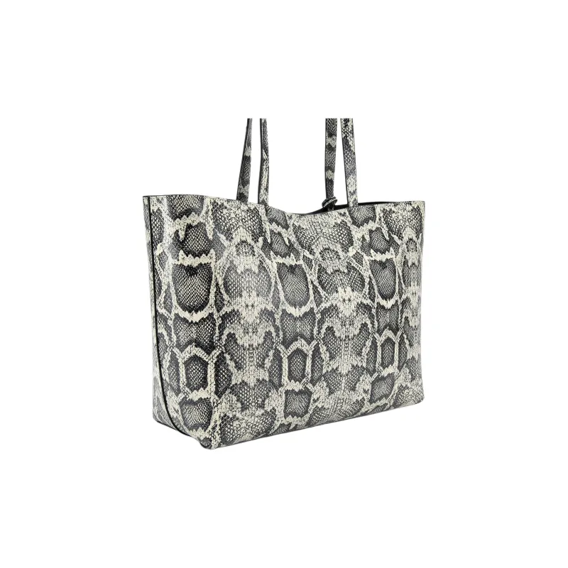 Kurt Geiger London Snakeskin Print Leather Tote Bag, Shopping Bag, Handbag, Shoulder Bag Women's Bone Gray-2
