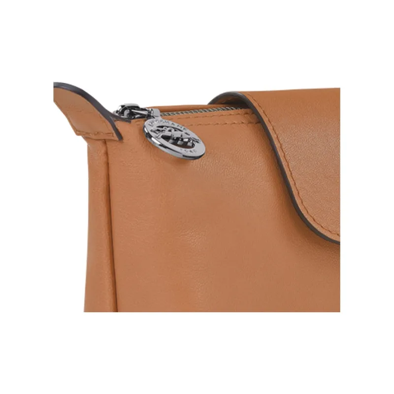 LONGCHAMP Le Pliage Cuir Sheepskin Dumpling Bag Clutches Women's Hazelnut Umber-4