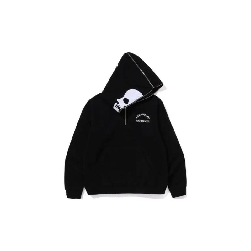 Bape X Neighborhood Two Face Half Zip Pullover Hoodie-3