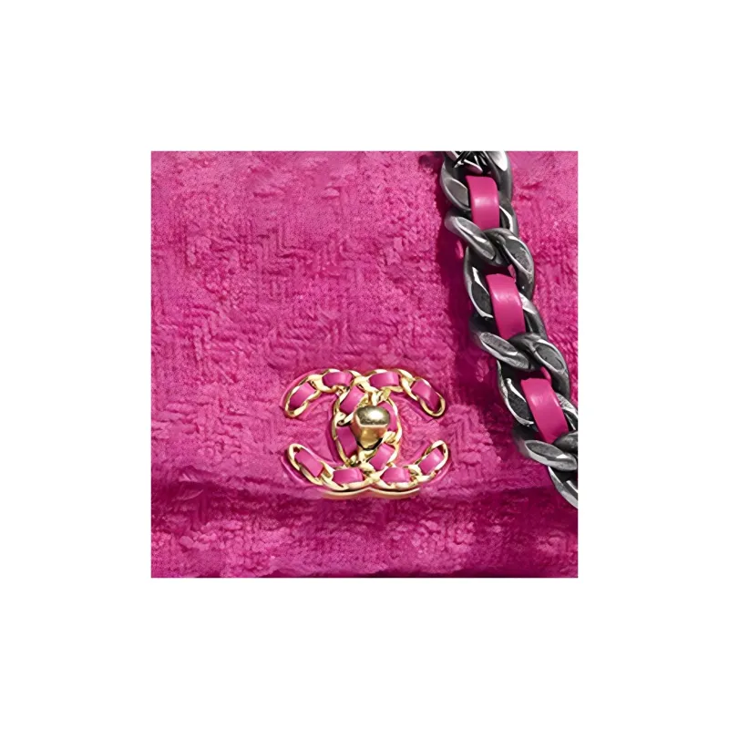 CHANEL 19Bag Twill Soft Woolen Wool Crossbody Handbag, Shoulder Bag, Fanny Pack Women's Pink-3