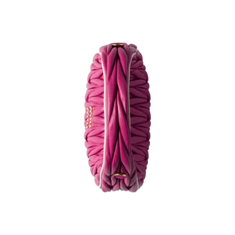 MIU MIU Wander Series Nappa Leather Shoulder Bag, Crossbody Bag, Handbag Women's Cherry Red & White-3