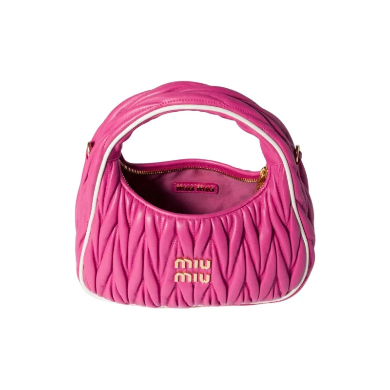 MIU MIU Wander Series Nappa Leather Shoulder Bag, Crossbody Bag, Handbag Women's Cherry Red & White-4