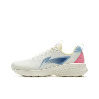 LiNing Slip Resistant Coverage Support Low Top Casual Running Shoes Women's Ivory Pink
