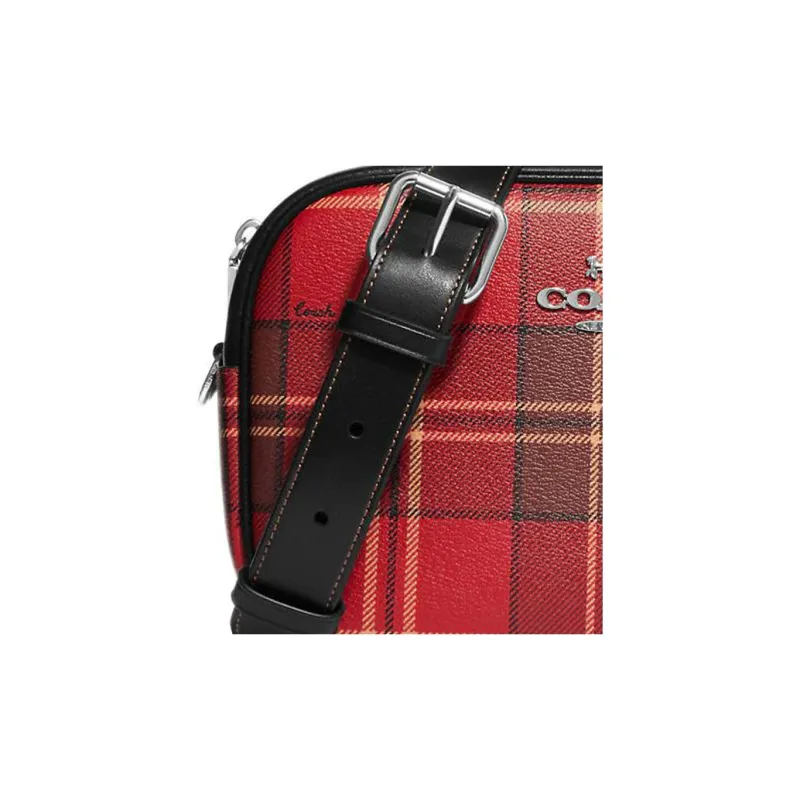 COACH Jamie Coated Canvas With Smooth Leather Camera Bag, Shoulder Bag, Crossbody Bag Medium Size Women's Red & Black-3